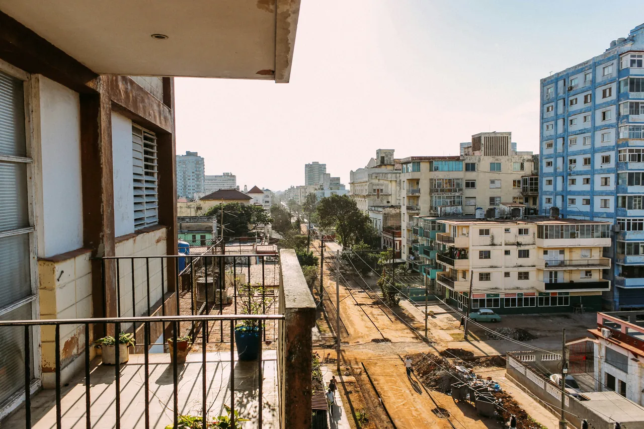 View of a street buildings from a balcony. Photo by Juan Manuel Aguilar.