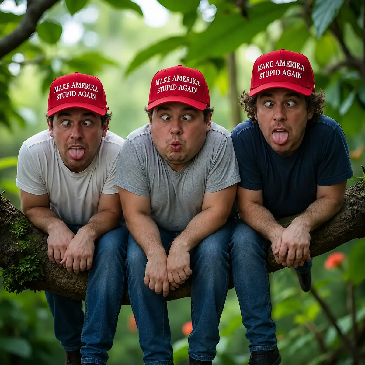 MASA Monkeys sitting on a tree branch.