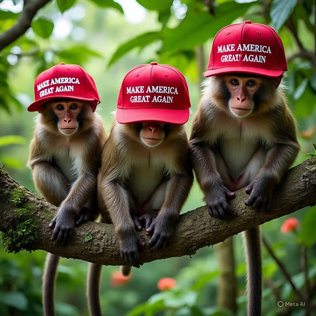 MASA Monkeys sitting on a tree branch.